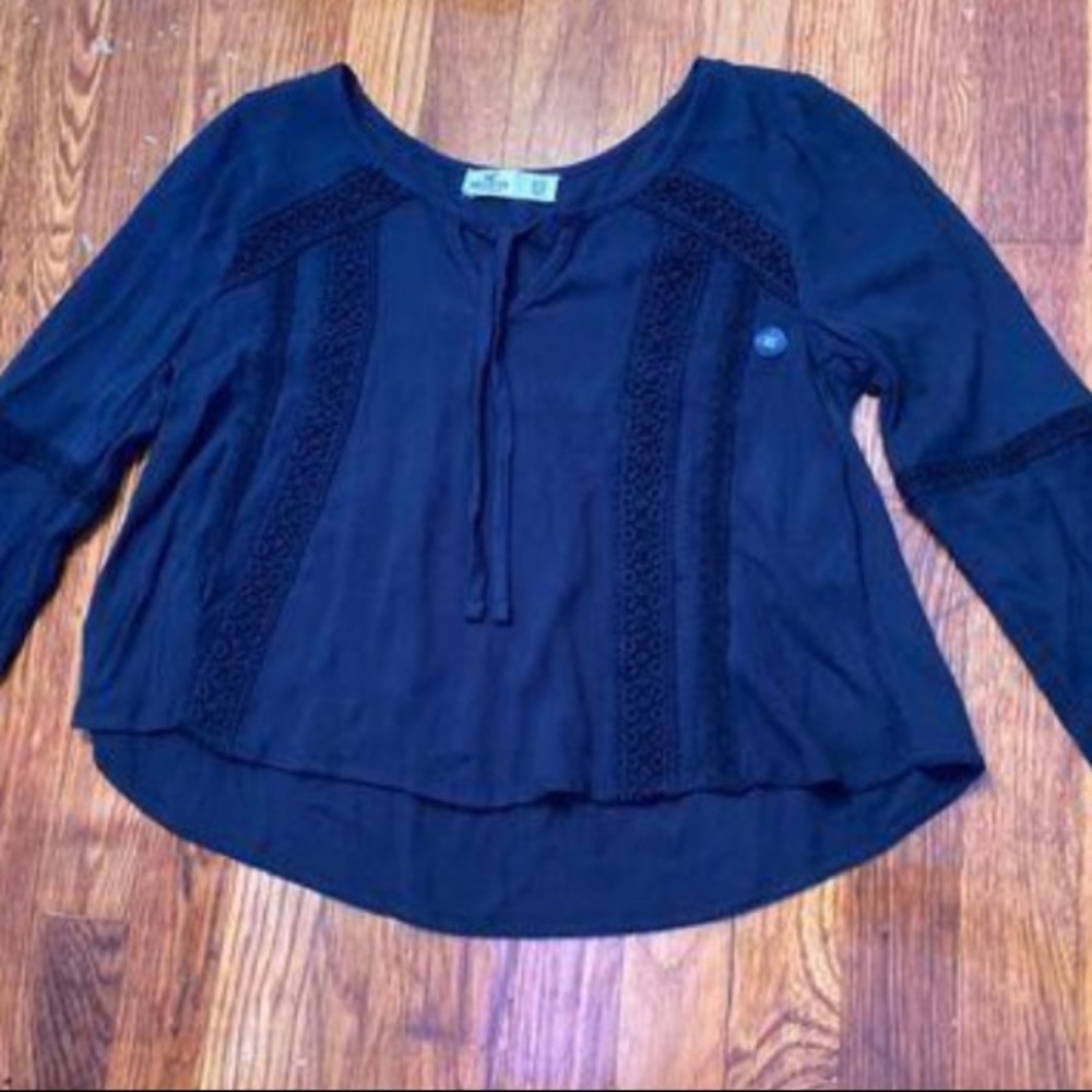 Hollister Blue Lacey Long Sleeve Blouse